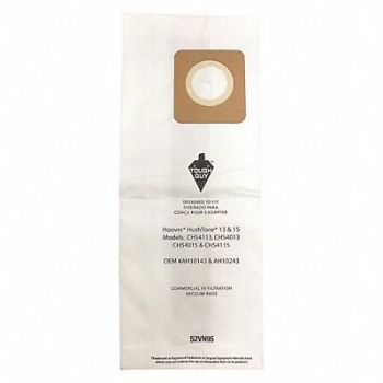 TOUGH GUY Vacuum Bag Paper 2-Ply Non-Reusable PK10, 52VN95