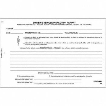 JJ KELLER Simplified Vehicle Inspection Report, 52VP11