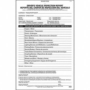 JJ KELLER Simplified Vehicle Inspection Form, 52VP16