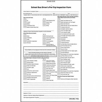 JJ KELLER IL School Bus Driver Inspection Form, 52VP18