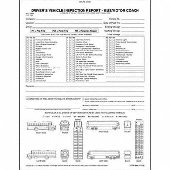 JJ KELLER Motor Coach Vehicle Inspection Report, 52VP20