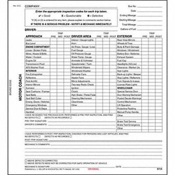 JJ KELLER NY Motor Coach Vehicle Inspection Report, 52VP21