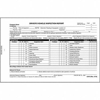 JJ KELLER Canadian Driver Vehicle Inspection Form, 52VP22