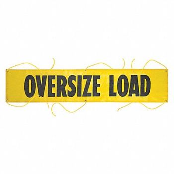 GRAINGER APPROVED Wide Load Banner Yellow 7 ft H 18 W, 52VP37