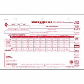 JJ KELLER Drivers Logbook 7/8 Day Carbonless PK31, 52VP53