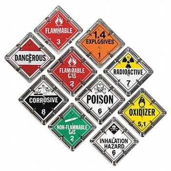 JJ KELLER DOT Container Placard 13-3/4 Label W, 52VP77