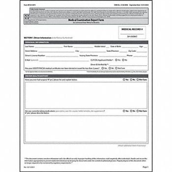 JJ KELLER Medical Examination Report English, 52VP83