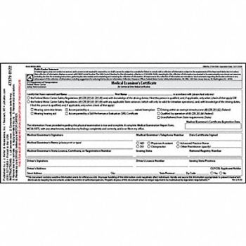 JJ KELLER Medical Examination Certificate English, 52VP84
