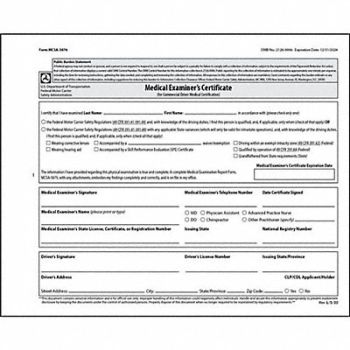 JJ KELLER Medical Examination Certificate English, 52VP85