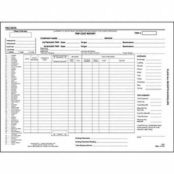 JJ KELLER Trip Cost Report Envelope, 52VP94