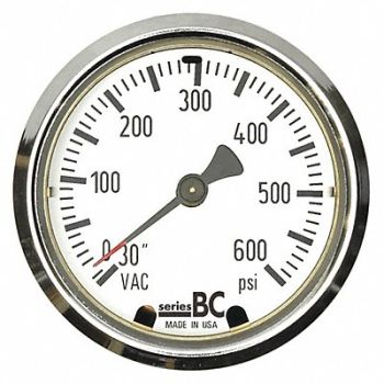 THUEMLING K4576 Compound Gauge 30 Hg Vac to 600 psi, 52VR86