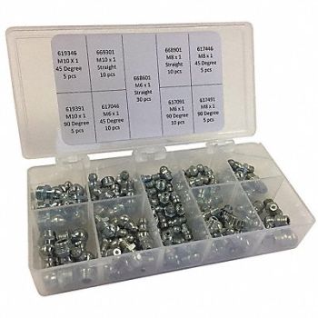 KINGFISHER Grease Fitting Kit Metric Type 90 Pieces, 52WN21