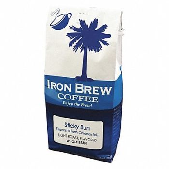 IRON BREW Coffee Sticky Bun Caff Whole Bean, 52WR56