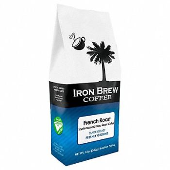 IRON BREW Coffee French Roast Caff Ground, 52WR46