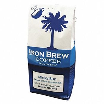 IRON BREW Coffee Sticky Bun Caff Ground, 52WR49