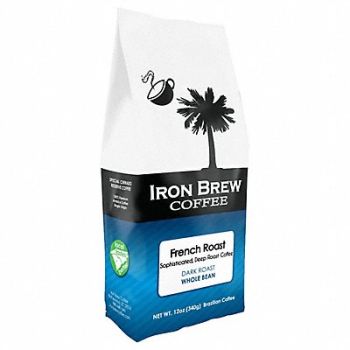 IRON BREW Coffee French Roast Caff Whole Bean, 52WR53