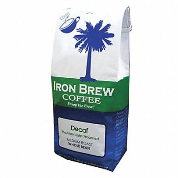 IRON BREW Coffee Sticky Bun DeCaff Whole Bean, 52WR54