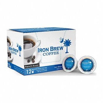 IRON BREW Coffee French Roast Caff Ground PK12, 52WR60