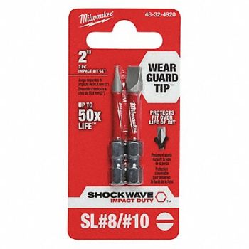 MILWAUKEE Power Bit 1/4 Shank Size 2 Bit L PK2, 52WR84