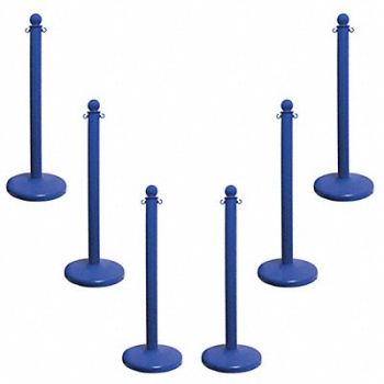 MR. CHAIN Stanchion Post Dia 2-1/2 Blue PK6, 52YA58