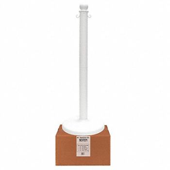 MR. CHAIN Stanchion Post Dia 2-1/2 White, 52YA68