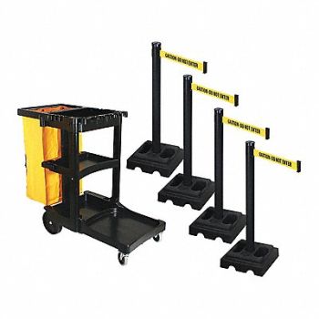 RETRACTA-BELT Barrier Systems Post Black 10 ft Belt, 52YC44