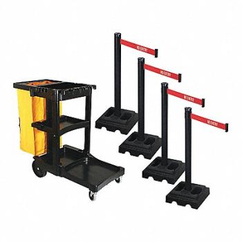 RETRACTA-BELT Barrier Systems Post Black 10 ft Belt, 52YC46