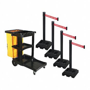 RETRACTA-BELT Barrier Systems Post Black 10 ft Belt, 52YC47