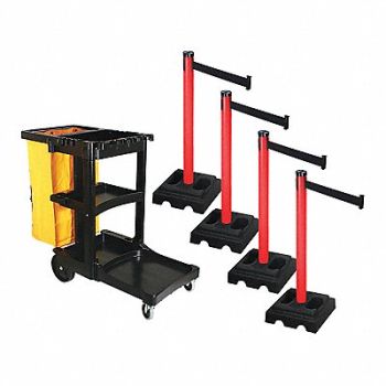 RETRACTA-BELT Barrier Systems Post Red 10 ft Belt, 52YC49