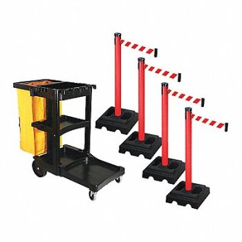 RETRACTA-BELT Barrier Systems Post Red 10 ft Belt, 52YC54