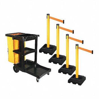 RETRACTA-BELT Barrier Systems Post Yellow 10 ft Belt, 52YC62