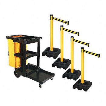 RETRACTA-BELT Barrier Systems Post Yellow 10 ft Belt, 52YC64