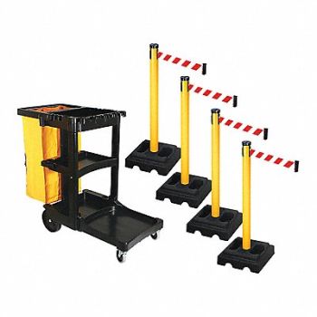 RETRACTA-BELT Barrier Systems Post Yellow 10 ft Belt, 52YC65
