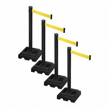 RETRACTA-BELT Barrier Systems Post Black 10 ft Belt, 52YC74