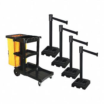 RETRACTA-BELT Barrier Systems Post Black 15 ft Belt, 52YD71