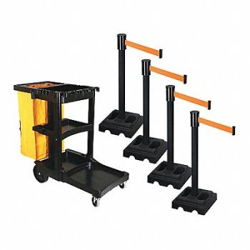 RETRACTA-BELT Barrier Systems Post Black 15 ft Belt, 52YD73