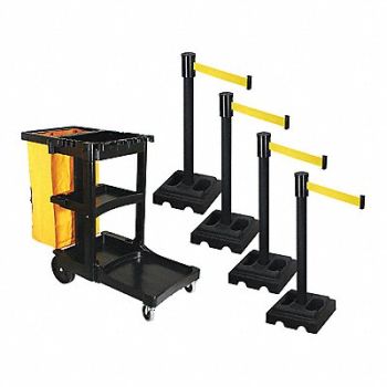 RETRACTA-BELT Barrier Systems Post Black 15 ft Belt, 52YD74