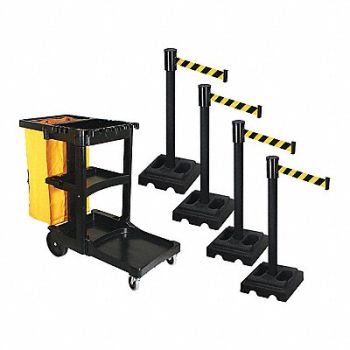 RETRACTA-BELT Barrier Systems Post Black 15 ft Belt, 52YD75