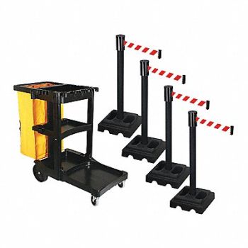 RETRACTA-BELT Barrier Systems Post Black 15 ft Belt, 52YD76