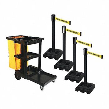 RETRACTA-BELT Barrier Systems Post Black 15 ft Belt, 52YD77