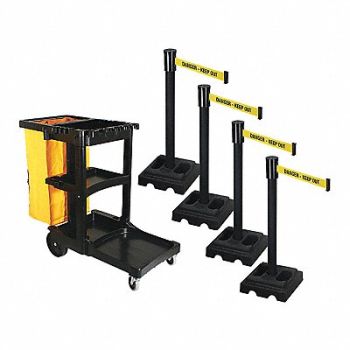 RETRACTA-BELT Barrier Systems Post Black 15 ft Belt, 52YD78
