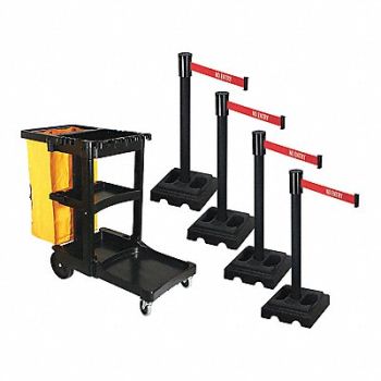 RETRACTA-BELT Barrier Systems Post Black 15 ft Belt, 52YD79