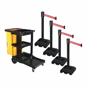 RETRACTA-BELT Barrier Systems Post Black 15 ft Belt, 52YD80