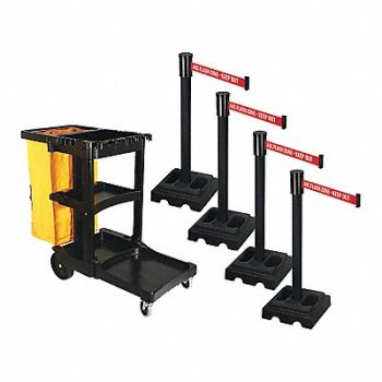 RETRACTA-BELT Barrier Systems Post Black 14 ft Belt, 52YD81