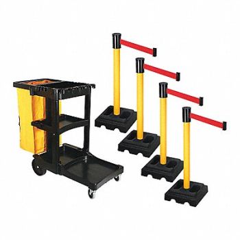 RETRACTA-BELT Barrier Systems Post Yellow 15 ft Belt, 52YD94