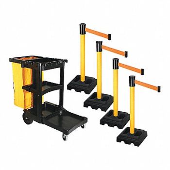 RETRACTA-BELT Barrier Systems Post Yellow 15 ft Belt, 52YD95