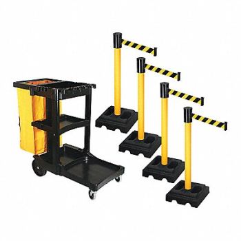 RETRACTA-BELT Barrier Systems Post Yellow 15 ft Belt, 52YD97
