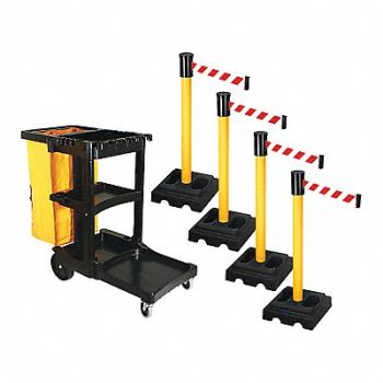 RETRACTA-BELT Barrier Systems Post Yellow 15 ft Belt, 52YD98