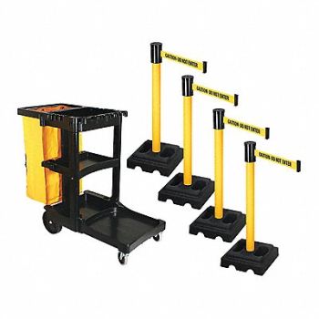 RETRACTA-BELT Barrier Systems Post Yellow 15 ft Belt, 52YD99
