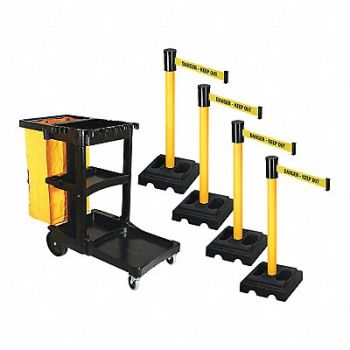 RETRACTA-BELT Barrier Systems Post Yellow 15 ft Belt, 52YE01